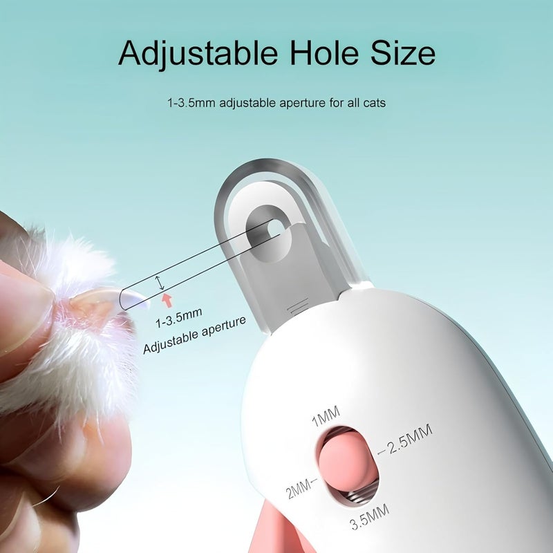 FIAMM Adjustable Cat Nail Clipper to Avoid Excessive Cutting, Cat Nail Trimmer with Nail File, Pet Nail Clippers for Kitten Bunny Guinea Pig Rabbit Ferret (Pink) - Image 3